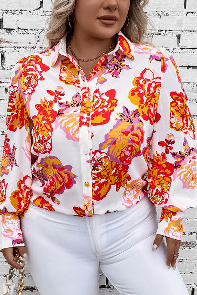 swvws Plus Size Printed Long Sleeve Shirt