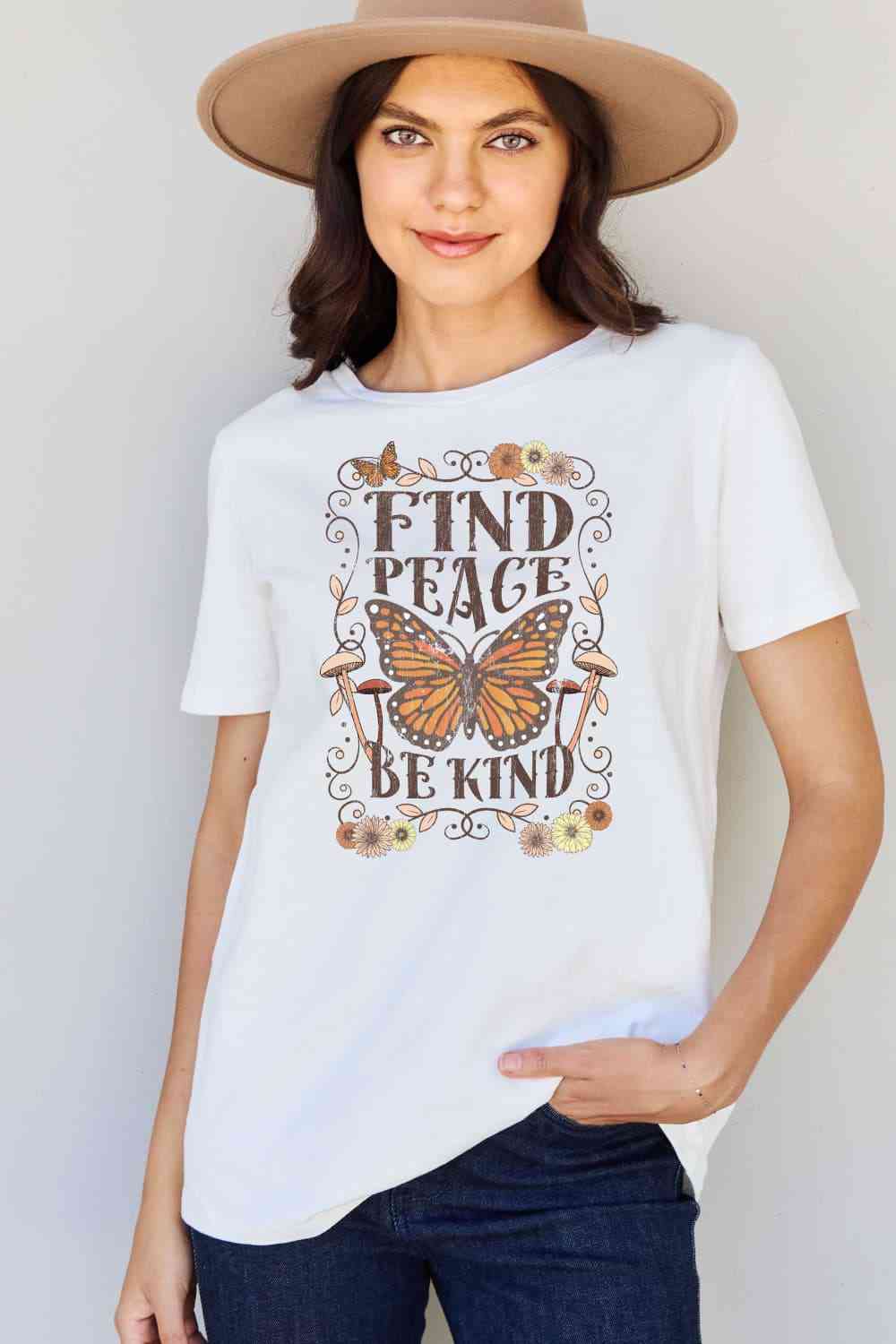 swvws Simply Love Full Size FIND PEACE BE KIND Graphic Cotton T-Shirt