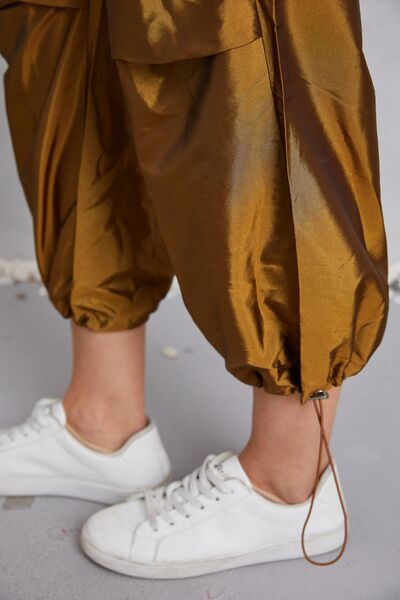 swvws Drawstring High Waist Pants with Cargo Pockets