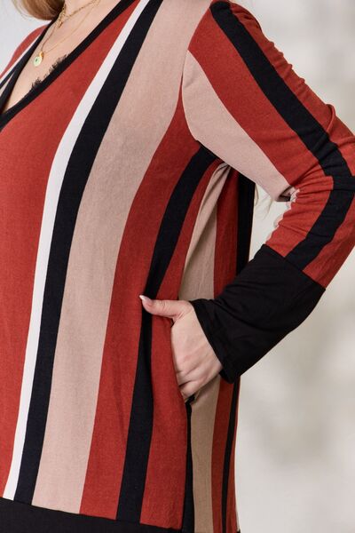 swvws Celeste Full Size Striped Button Up Long Sleeve Cardigan