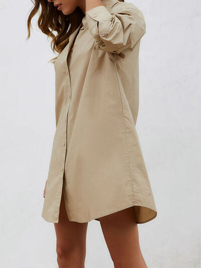 swvws Button Up Long Sleeve Mini Shirt Dress