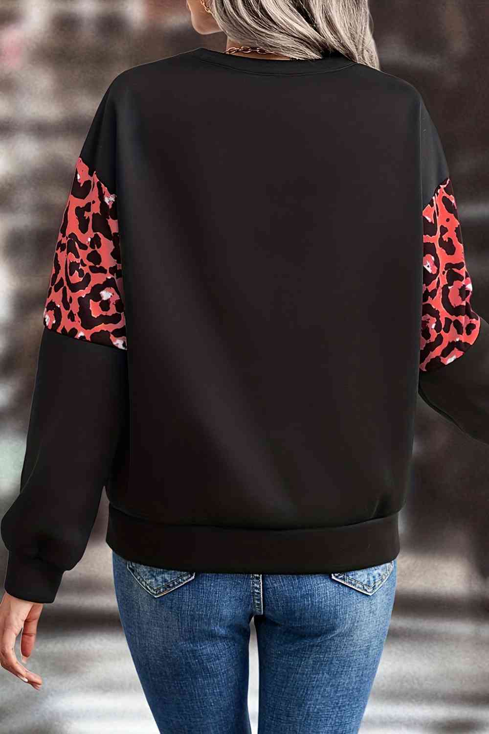 swvws Leopard Dropped Shoulder Sweatshirt