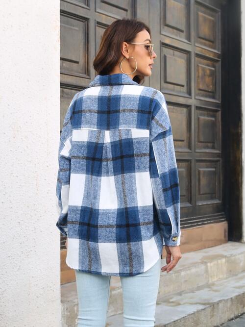 swvws Plaid Button Up Collared Neck Long Sleeve Shirt