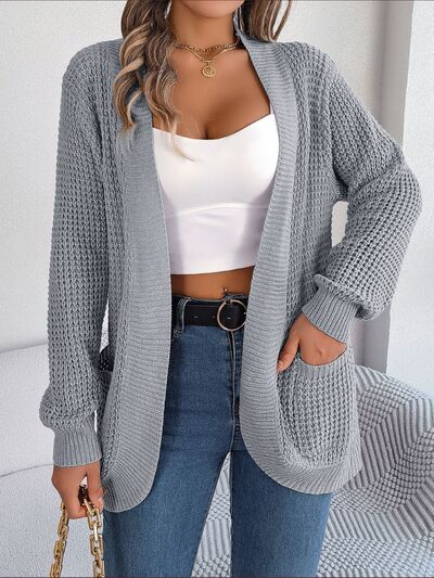 swvws Open Front Long Sleeve Cardigan with Pockets