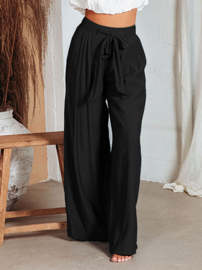 swvws Drawstring Pocketed Wide Leg Pants