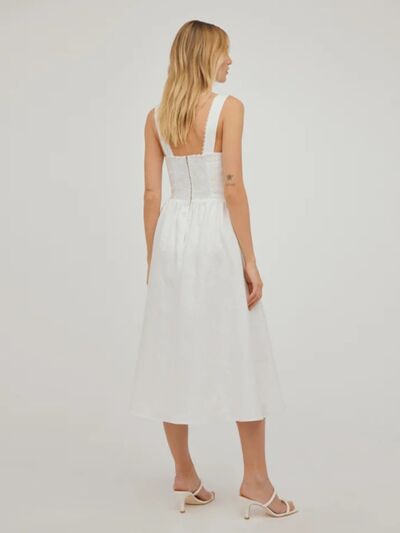 swvws Square Neck Wide Strap Midi Dress