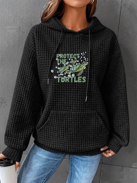 swvws Full Size Turtle Graphic Drawstring Hoodie