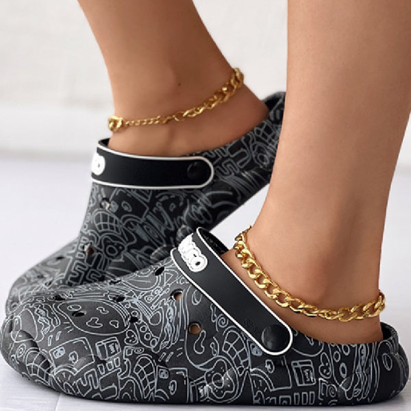 swvws - Multicolor Casual Living Graffiti Patchwork Round Comfortable Shoes