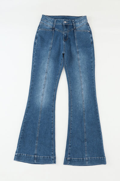 swvws Pocketed Buttoned Flare Jeans