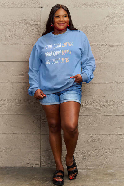 swvws Simply Love Full Size Letter Graphic Round Neck Sweatshirt