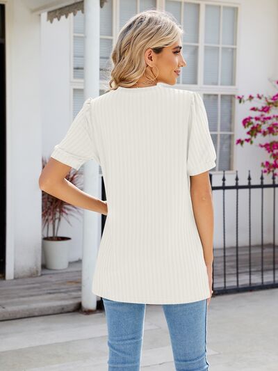 swvws V-Neck Short Sleeve Blouse