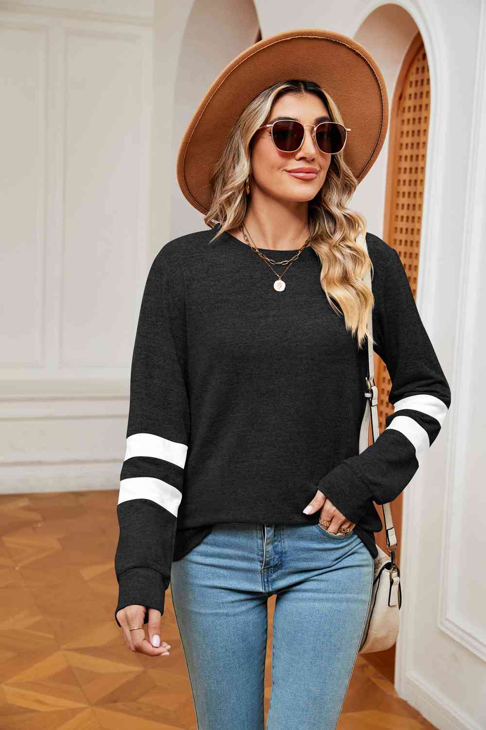 swvws Round Neck Long Sleeve Top