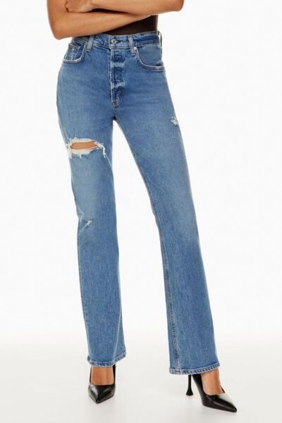 swvws Distressed Straight Jeans with Pockets