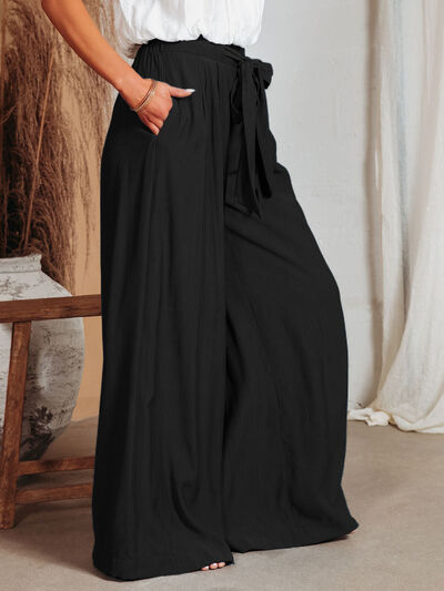 swvws Drawstring Pocketed Wide Leg Pants