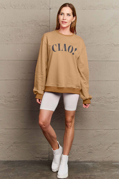 swvws Simply Love Full Size CIAO���Round Neck Sweatshirt