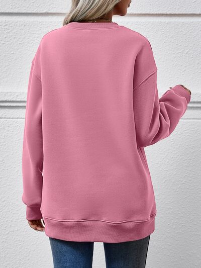 swvws Letter Graphic Round Neck Sweatshirt