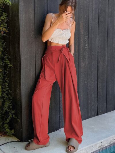 swvws Tied High Waist Wide Leg Pants