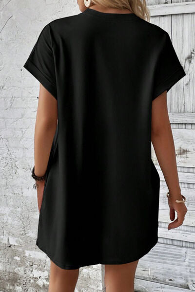 swvws Pocketed Round Neck Short Sleeve Dress