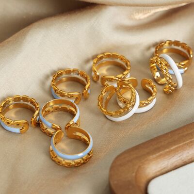 swvws Enamel 18K Gold-Plated Open Ring