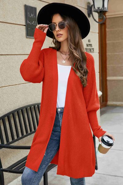 swvws Open Front Lantern Sleeve Cardigan