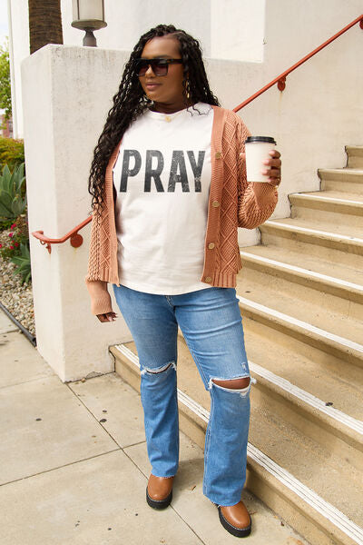 swvws Simply Love Full Size PRAY Round Neck T-Shirt