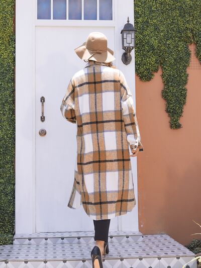 swvws Plaid Button Up Dropped Shoulder Coat