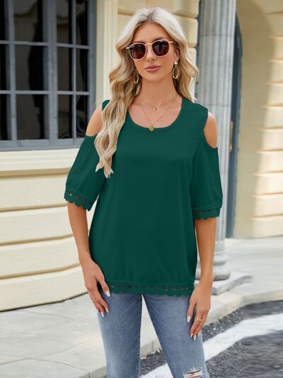 swvws Cold Shoulder Half Sleeve Blouse