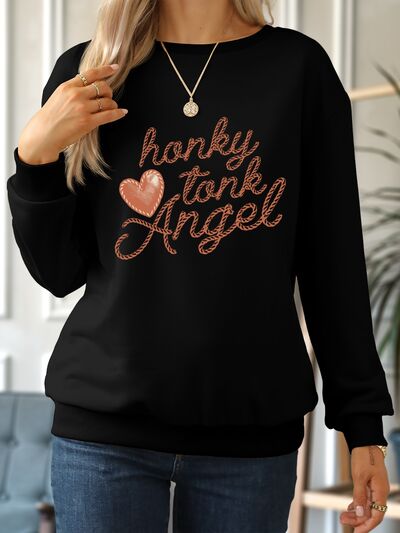 swvws HONKY TONK ANGEL Round Neck Dropped Shoulder Sweatshirt