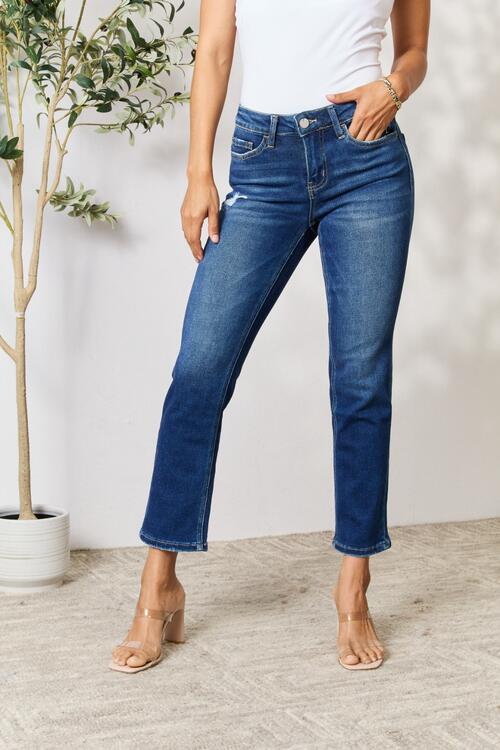 swvws BAYEAS Distressed Cropped Jeans