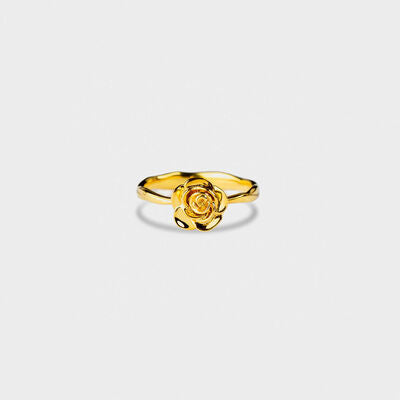 swvws Rose Shape 18K Gold-Plated Ring