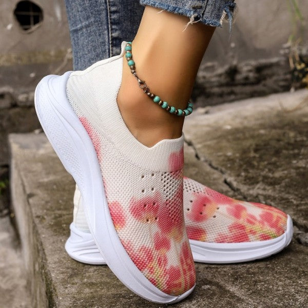 swvws - Pink Casual Sportswear Daily Patchwork Tie-dye Round Mesh Breathable Comfortable Out Door Shoes