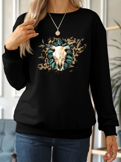 swvws Graphic Round Neck Dropped Shoulder Sweatshirt