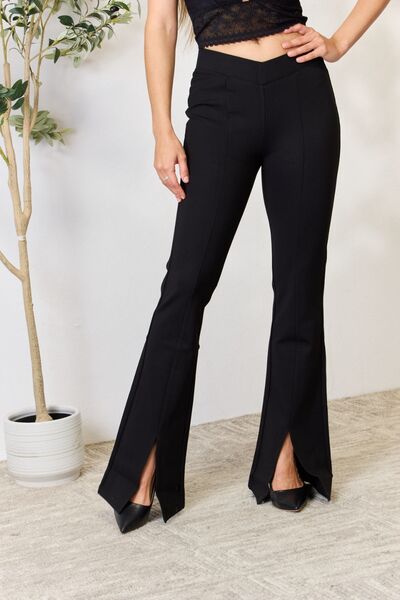 swvws Kancan V-Waistband Slit Flare Pants