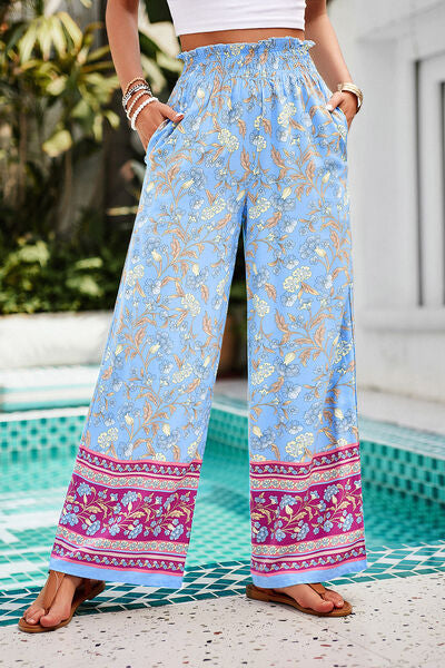 swvws Printed High Waist Wide Leg Pants