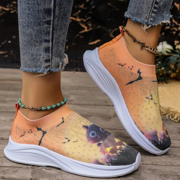 swvws - Light Yellow Casual Sportswear Daily Patchwork Printing Rhinestone Round Comfortable Out Door Shoes