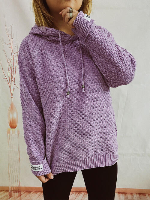 swvws Drawstring Long Sleeve  Hooded Sweater