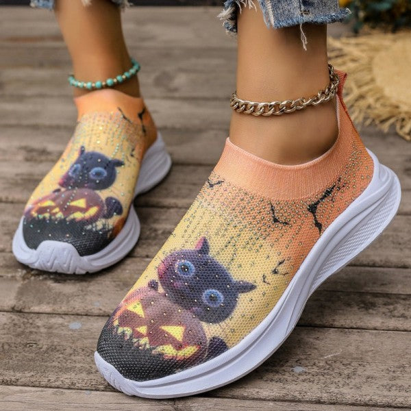 swvws - Light Yellow Casual Sportswear Daily Patchwork Printing Rhinestone Round Comfortable Out Door Shoes