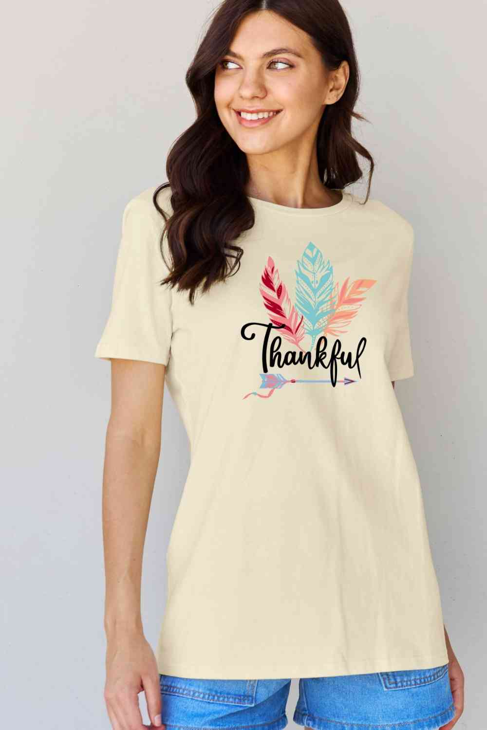 swvws Simply Love Full Size THANKFUL Graphic T-Shirt