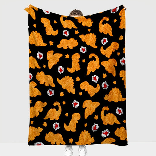 1PC Dinosaur Chicken Nugget Blanket - Throws with Soft, Comfortable, Plush Bedding, Cozy Couch, Office, and Camping Throw Features