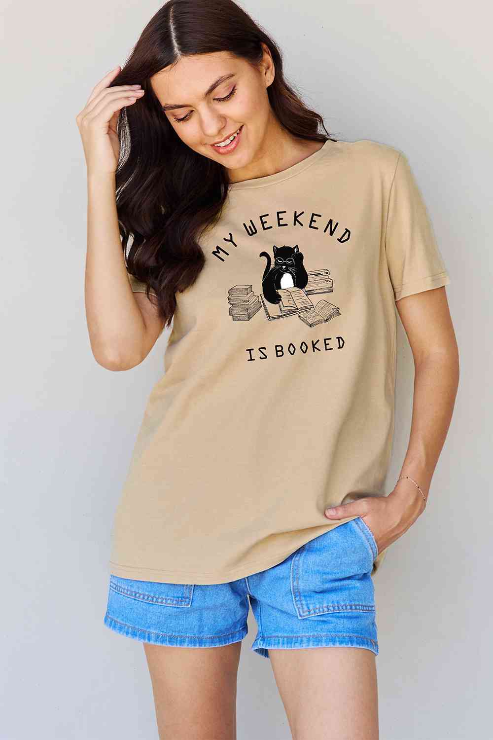 swvws Simply Love Full Size MY WEEKEND IS BOOKED Graphic T-Shirt