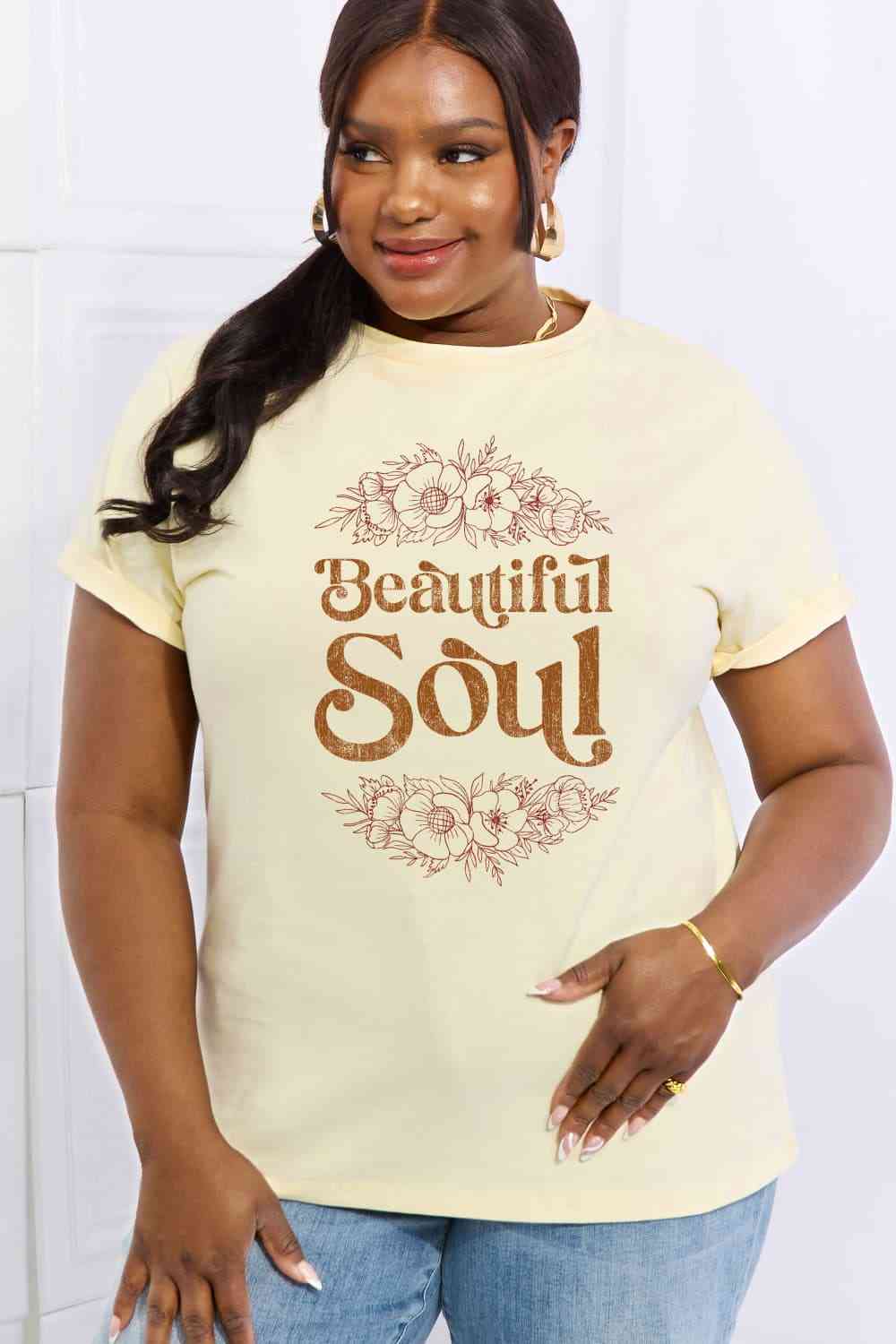 swvws Simply Love Full Size BEAUTIFUL SOUL Graphic Cotton Tee