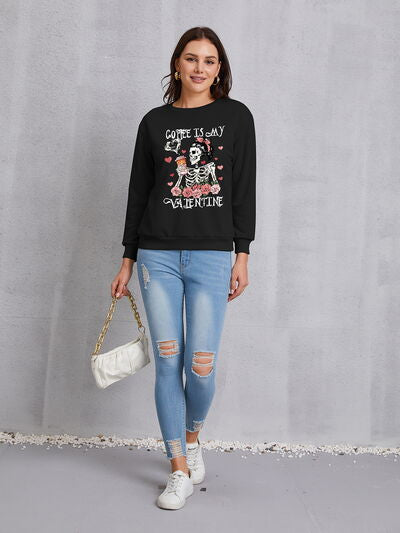 swvws COFFEE IS MY VALENTINE Round Neck Sweatshirt