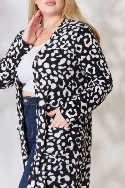 swvws Celeste Full Size Animal Print Button Up Long Sleeve Cardigan