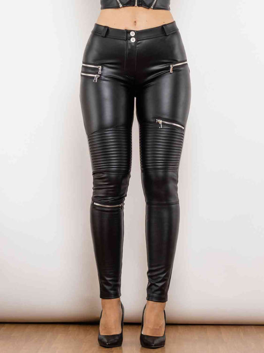 swvws PU Zip Detail Skinny Pants