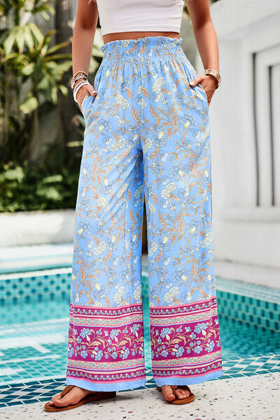 swvws Printed High Waist Wide Leg Pants