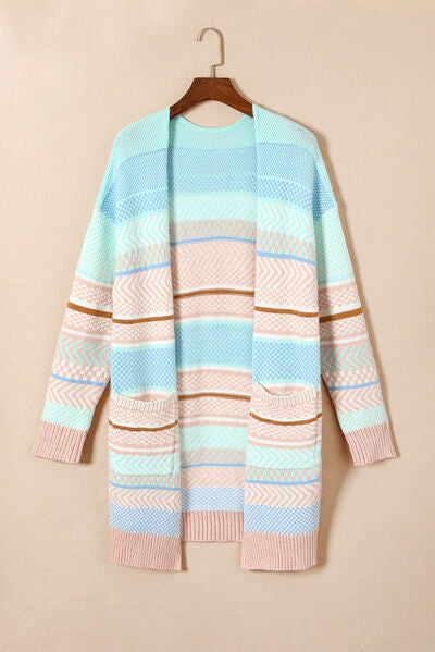 swvws Color Block Pocketed Dropped Shoulder Cardigan