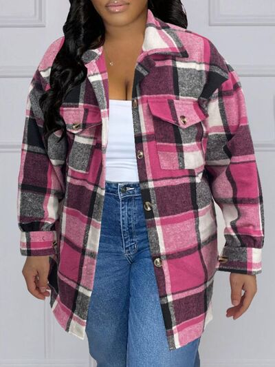 swvws Plaid Button Up Dropped Shoulder Jacket