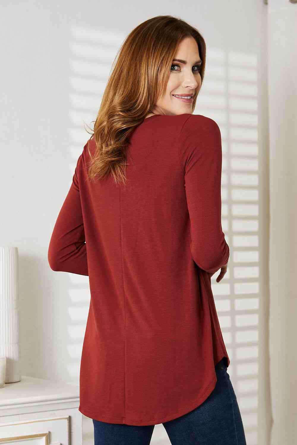 swvws Zenana Full Size Long Sleeve Round Neck Round Hem Top