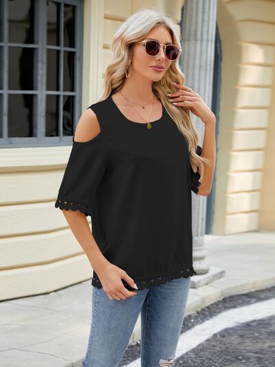 swvws Cold Shoulder Half Sleeve Blouse