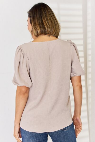 swvws Zenana V-Neck Puff Sleeve Top